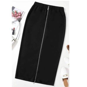 Zip-Up Maxi Straight Skirt
